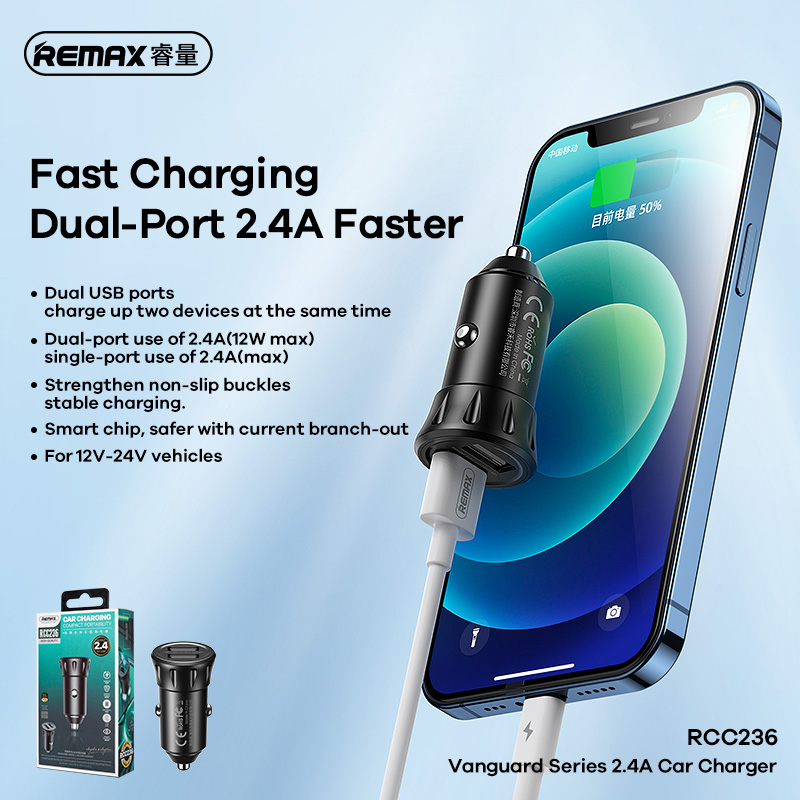 REMAX RCC236 – Cargador de Auto Dual USB