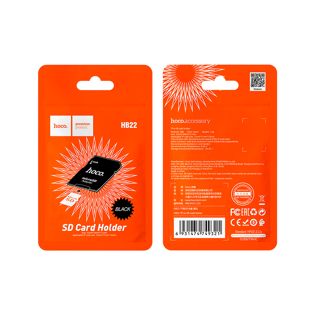 ADAPTADOR MICROSD A SD HOCO HB22 - NEGRO