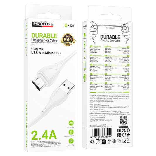 Cable BX121 USB-V8 (Micro USB) Blanco