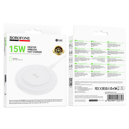 Cargador inalámbrico / base de carga 15 W - Borofone BQ40 Blanco