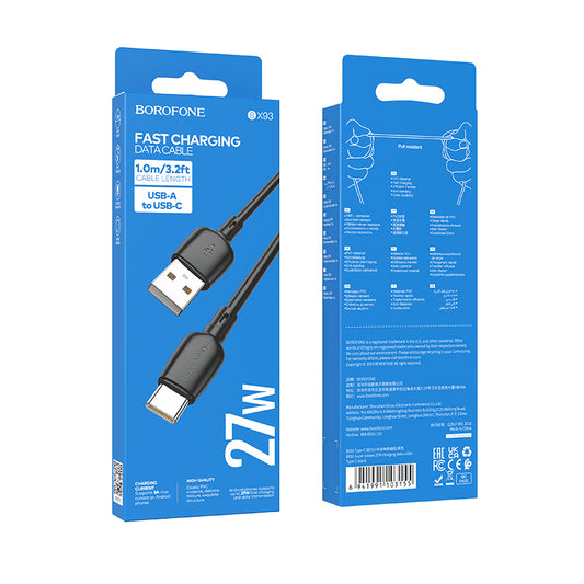 Cable Tipo C de Carga Rápida BX93 NEGRO, 27W