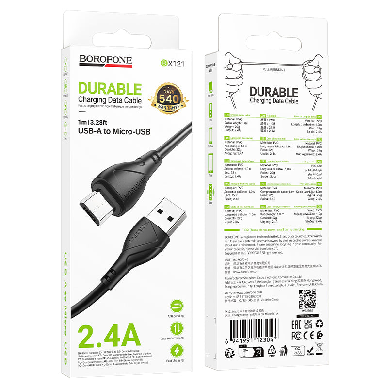 Cable BX121 USB-V8 (Micro USB) Negro
