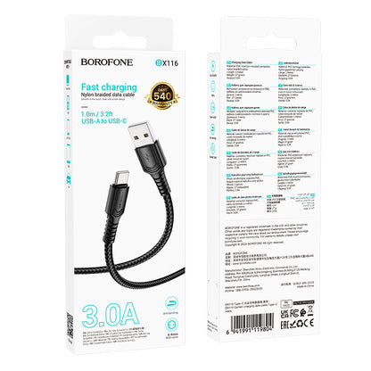 Cable Borofone BX116  USB A Type-C NEGRO