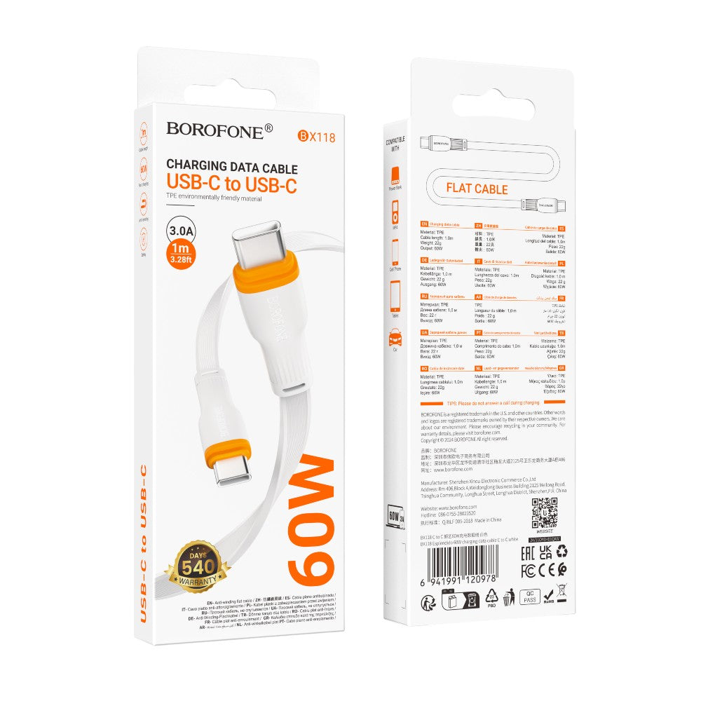 Cable BOROFONE BX118 USB-C a USB-C