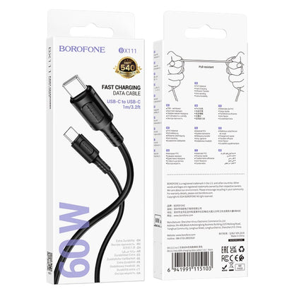 Cable Borofone BX111 USB-C a USB-C 60W Negro