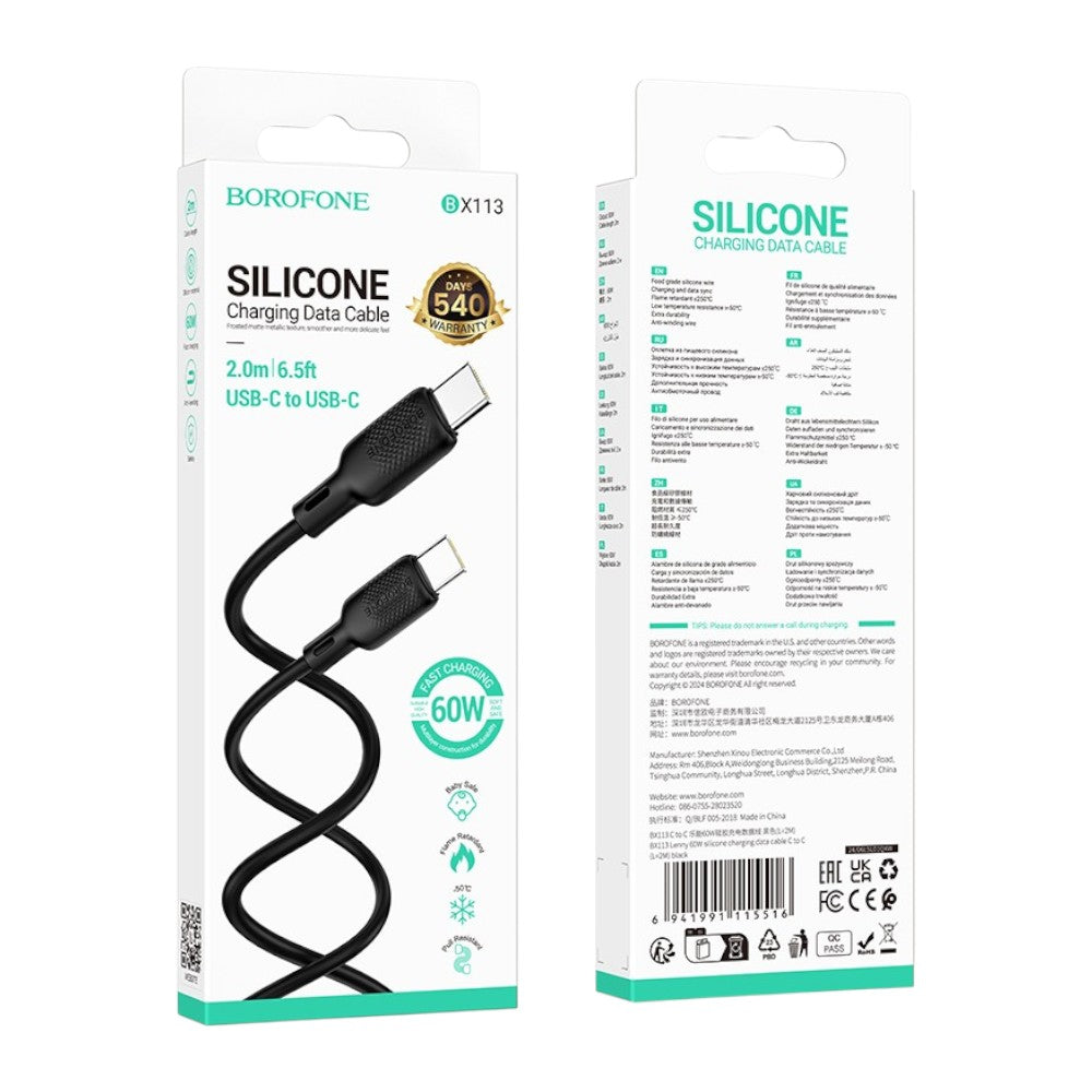 Cable BOROFONE BX113 Tipo-C de Silicona 3A, 2m