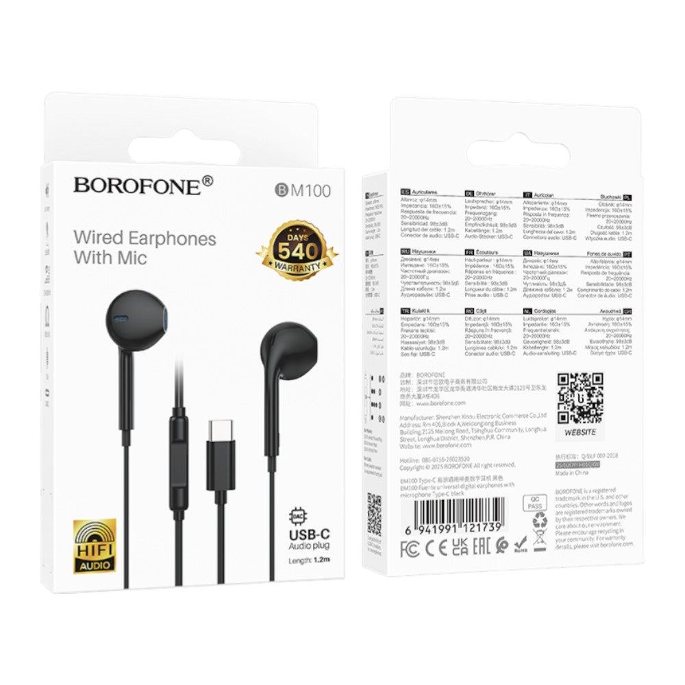 Audífonos Borofone BM100 Max con Micrófono USB-C - Negro