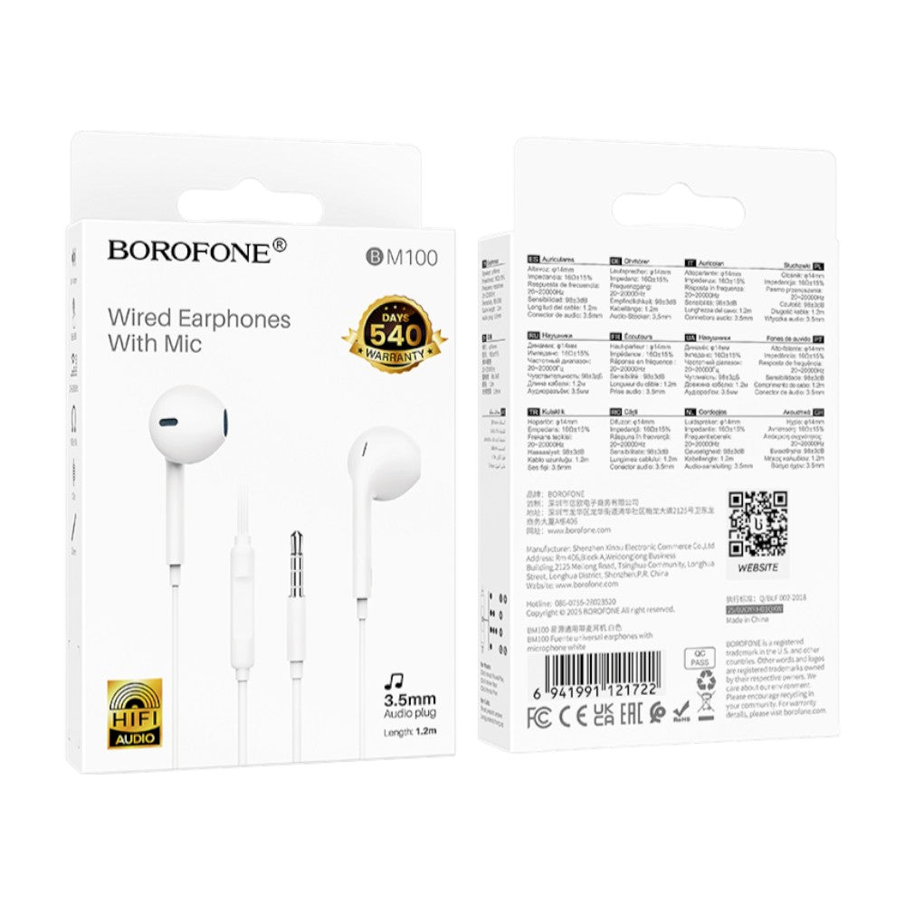 Audífonos Borofone BM100 Max con MicrófonoJack 3.5mm Blanco