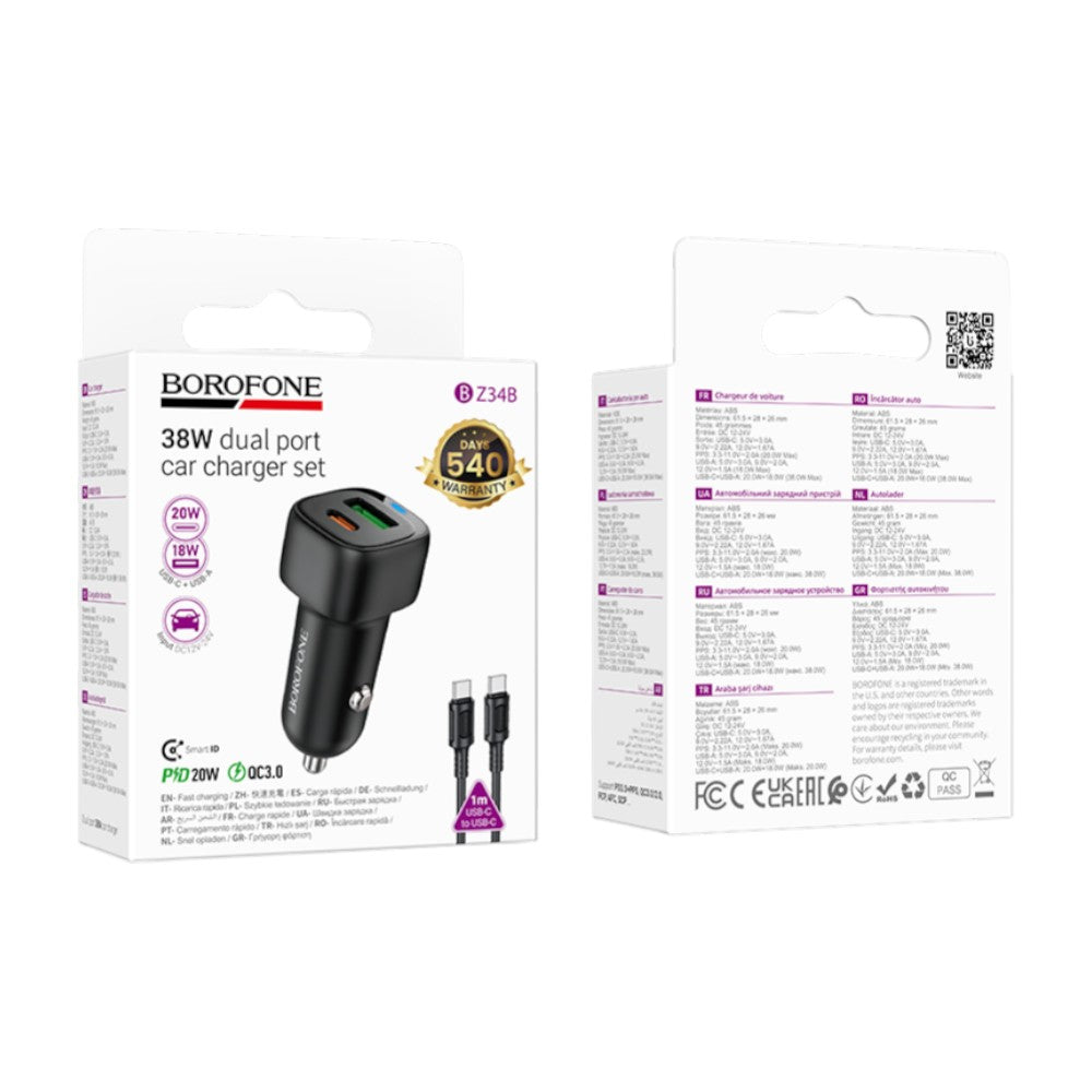 Cargador para Auto Borofone BZ34B 38W Dual Port + Cable