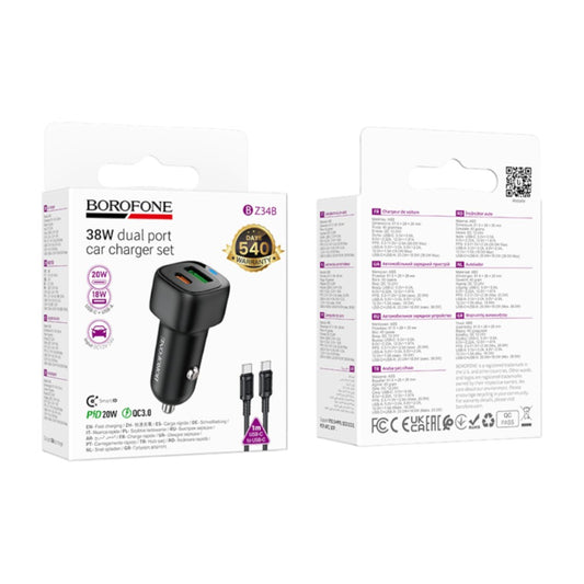 Cargador para Auto Borofone BZ34B 38W Dual Port + Cable