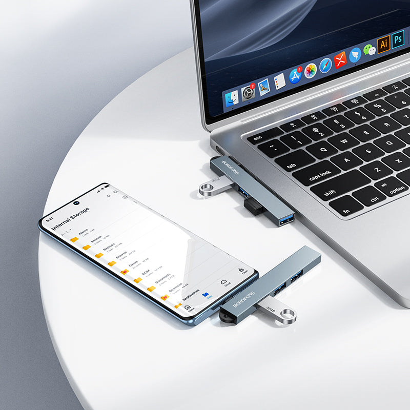 Hub USB-C 4 en 1 de Aleación de Aluminio Borofone FH1A