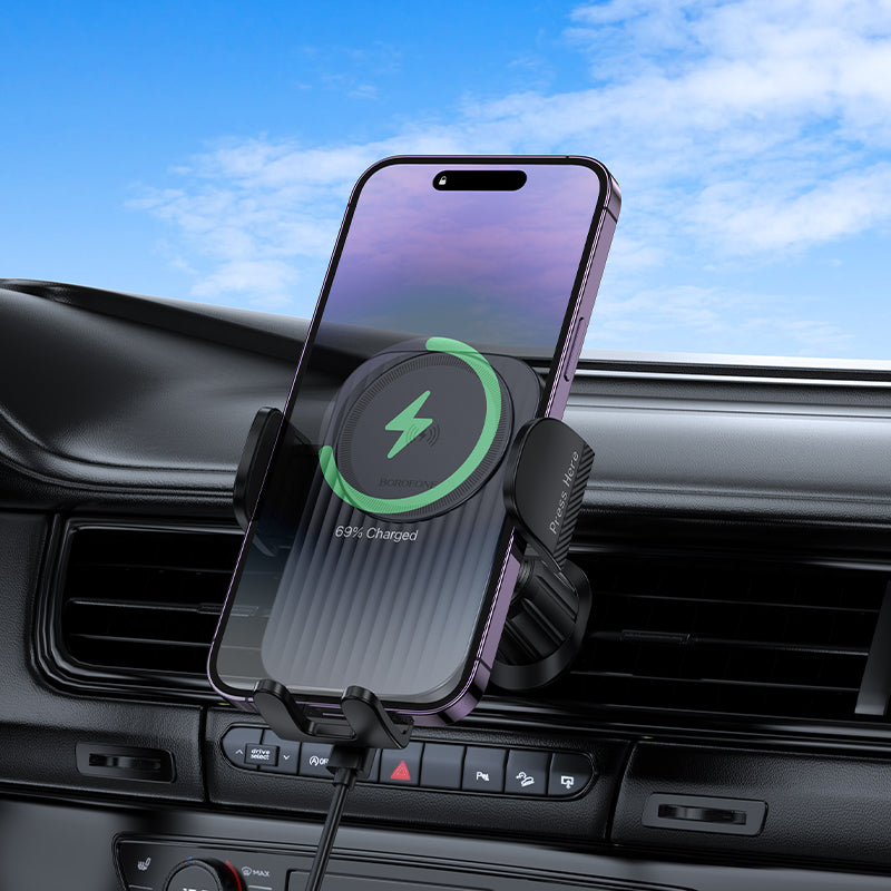 Soporte de auto con carga inalámbrica (hasta 15 W) - Borofone BH221