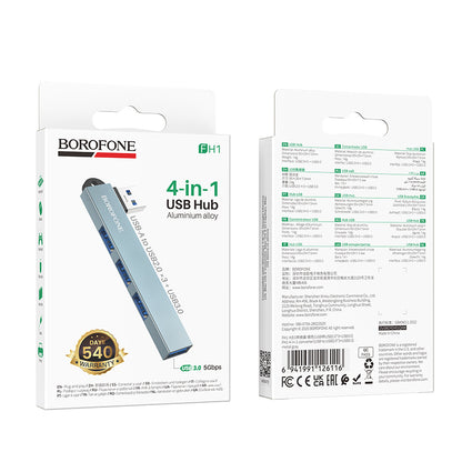 Hub USB-A 4 en 1 de Aleación de Aluminio Borofone FH1