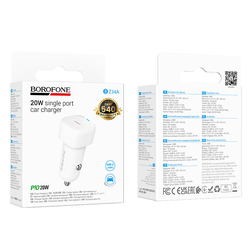 Cargador de Auto Borofone BZ34A PD 20W