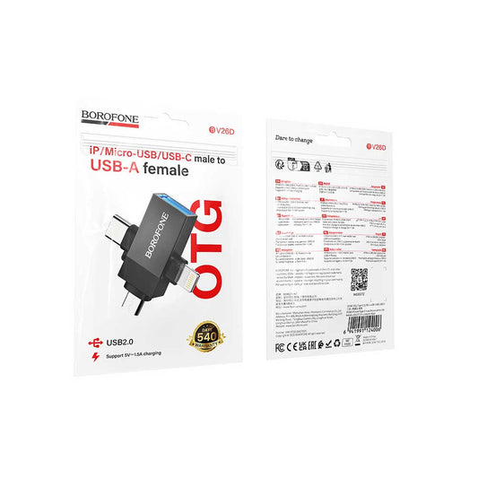 Adaptador Multi Puerto USB-A a USB-C / IPH / V8 (Micro USB)