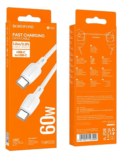 Cable Tipo C de Carga Rápida BX93 BLANCO, 60W - 3A