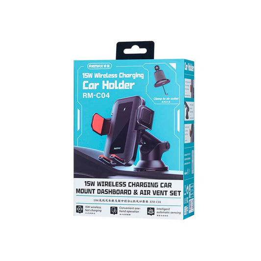 Remax RM-C04 – Soporte para Auto con Carga Inalámbrica Rápida