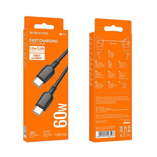 Cable Tipo C de Carga Rápida BX93 NEGRO, 60W - 3A