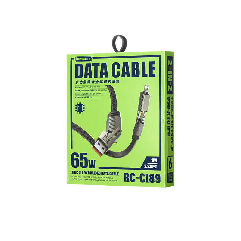 Cable de Datos Reforzado 4 en 1  - 65W - 1 mt - Remax RC-C189