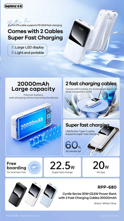 Power Bank Remax RPP-680 - Color Blanco